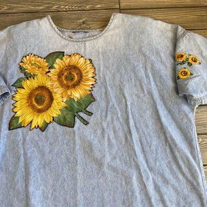 Vintage Denim Sunflower Shirt Women's Large